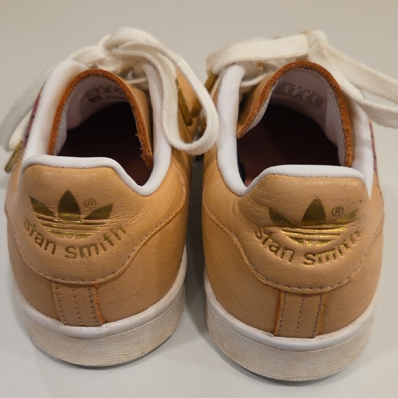 Adidas Stan Smith Peach/ Light Orange Floral Sneakers Leather Low Top Sz 6.5 - Picture 7 of 11